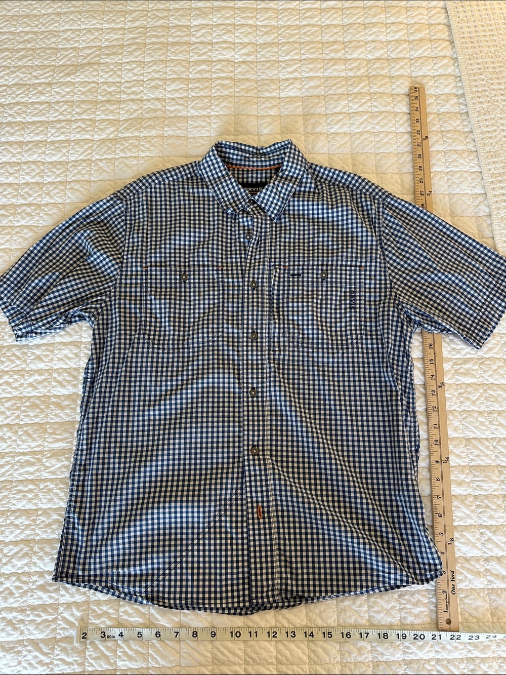 Orvis Blue & White Gingham Short-Sleeve Button-Down Shirt